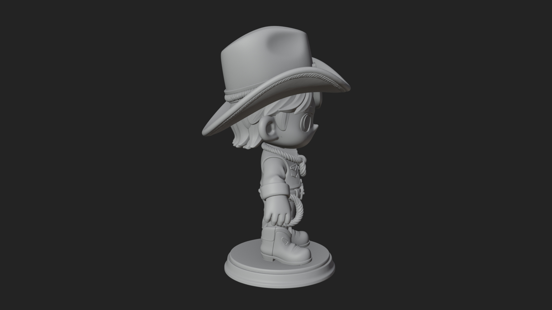 Chibi Cowboy Sheriff Statue Design 5 3D Print Model 3D Model