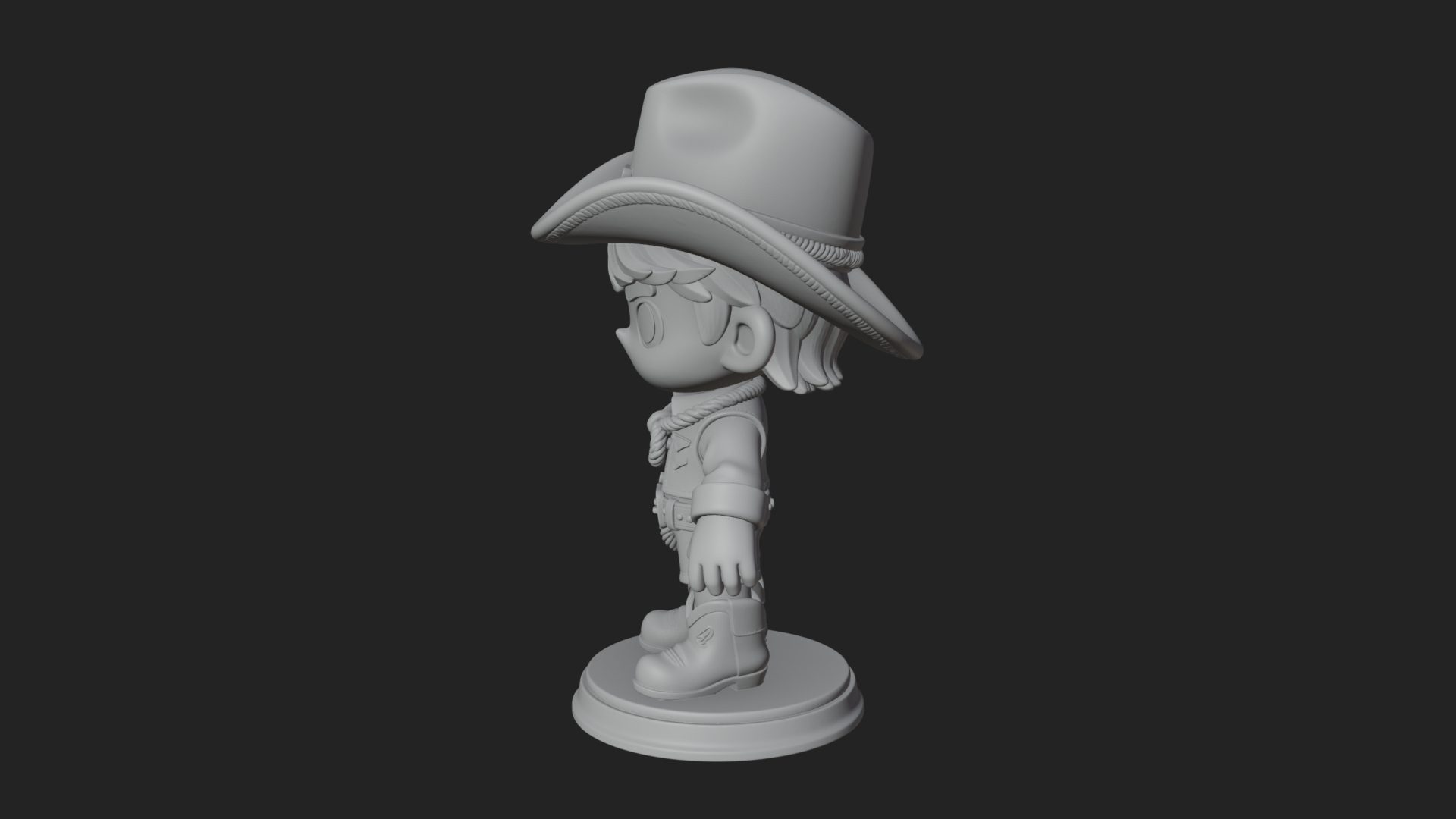Chibi Cowboy Sheriff Statue Design 5 3D Print Model 3D Model
