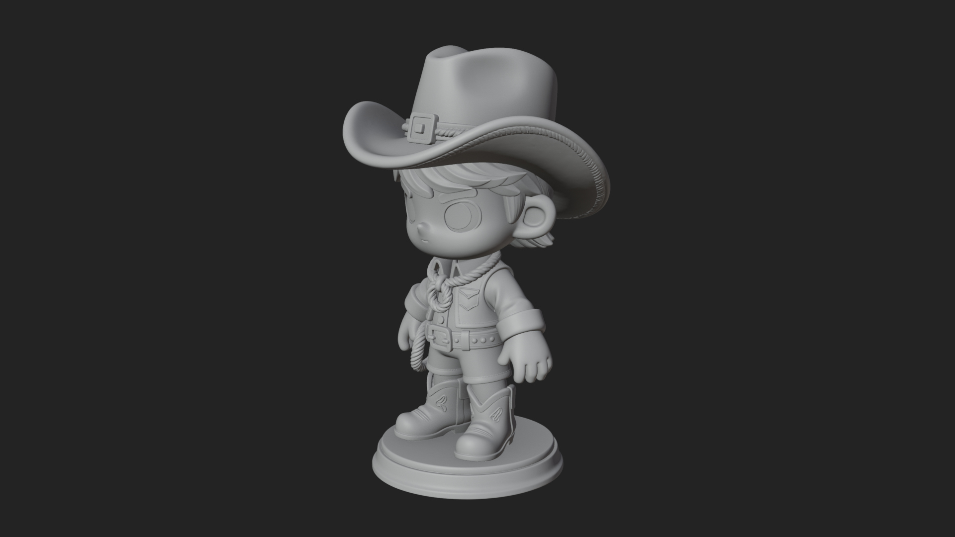 Chibi Cowboy Sheriff Statue Design 5 3D Print Model 3D Model