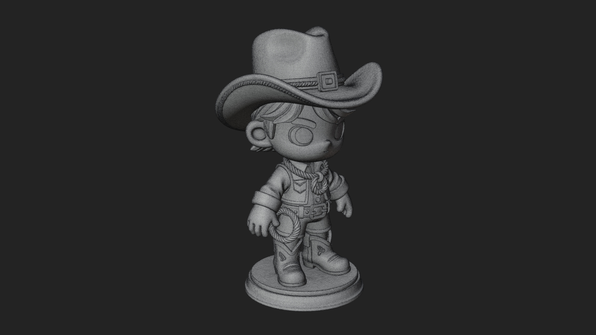 Chibi Cowboy Sheriff Statue Design 5 3D Print Model 3D Model