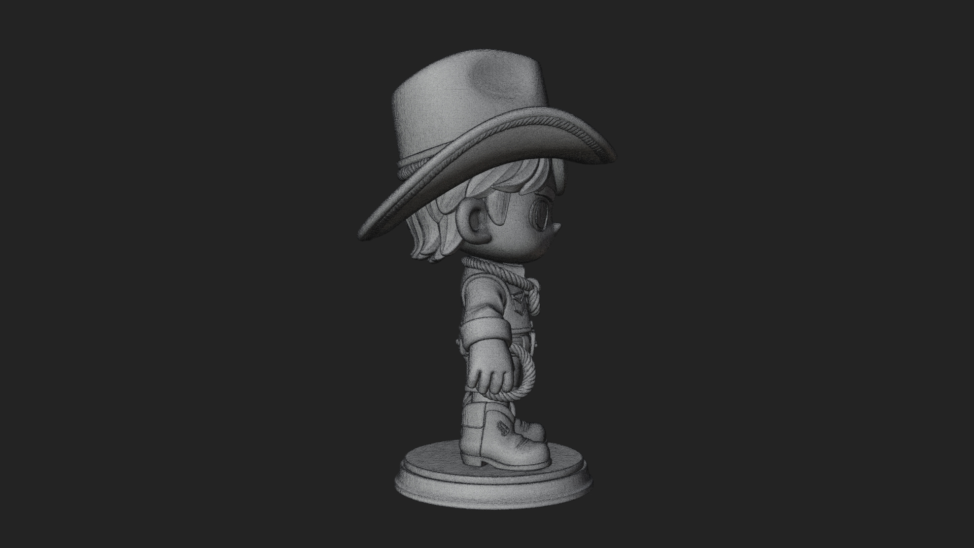 Chibi Cowboy Sheriff Statue Design 5 3D Print Model 3D Model