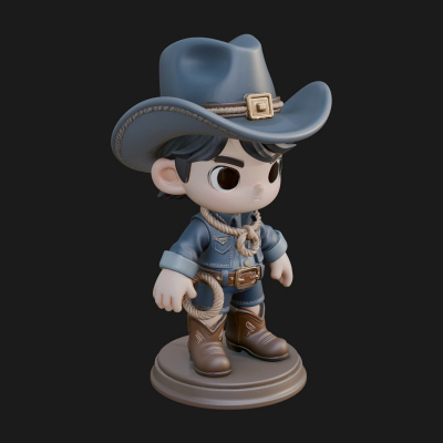 Chibi Cowboy Sheriff Statue Design 5 3D Print Model