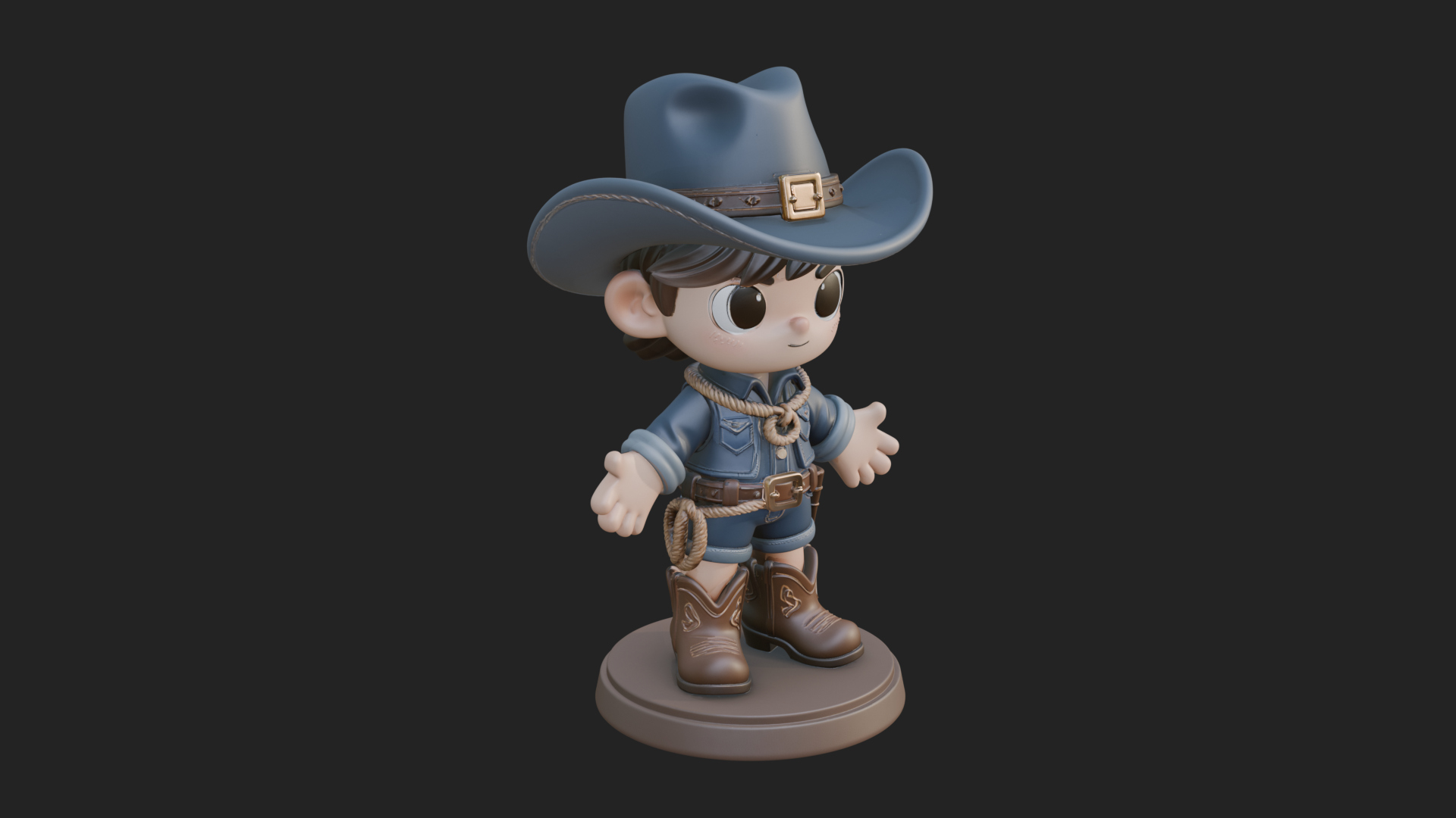 Chibi Cowboy Sheriff Statue Design 6 3D Print Model 3D Model