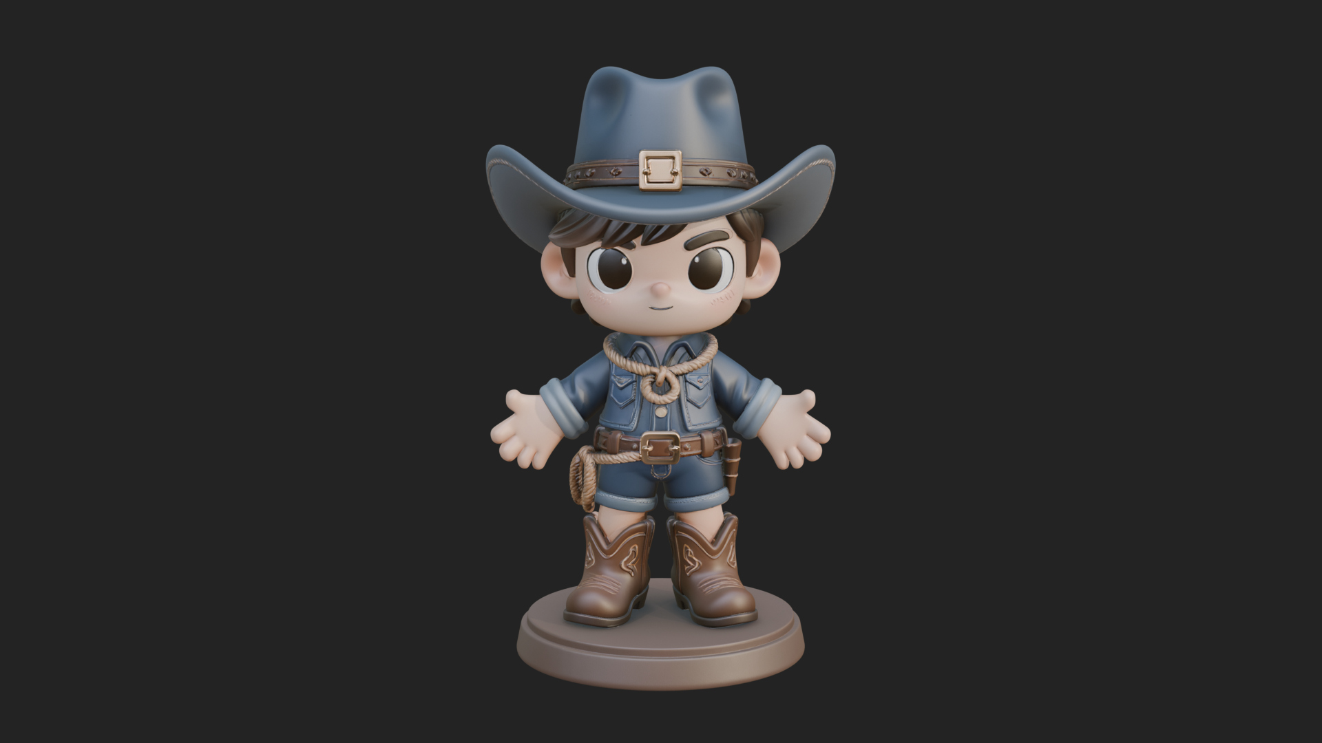 Chibi Cowboy Sheriff Statue Design 6 3D Print Model 3D Model