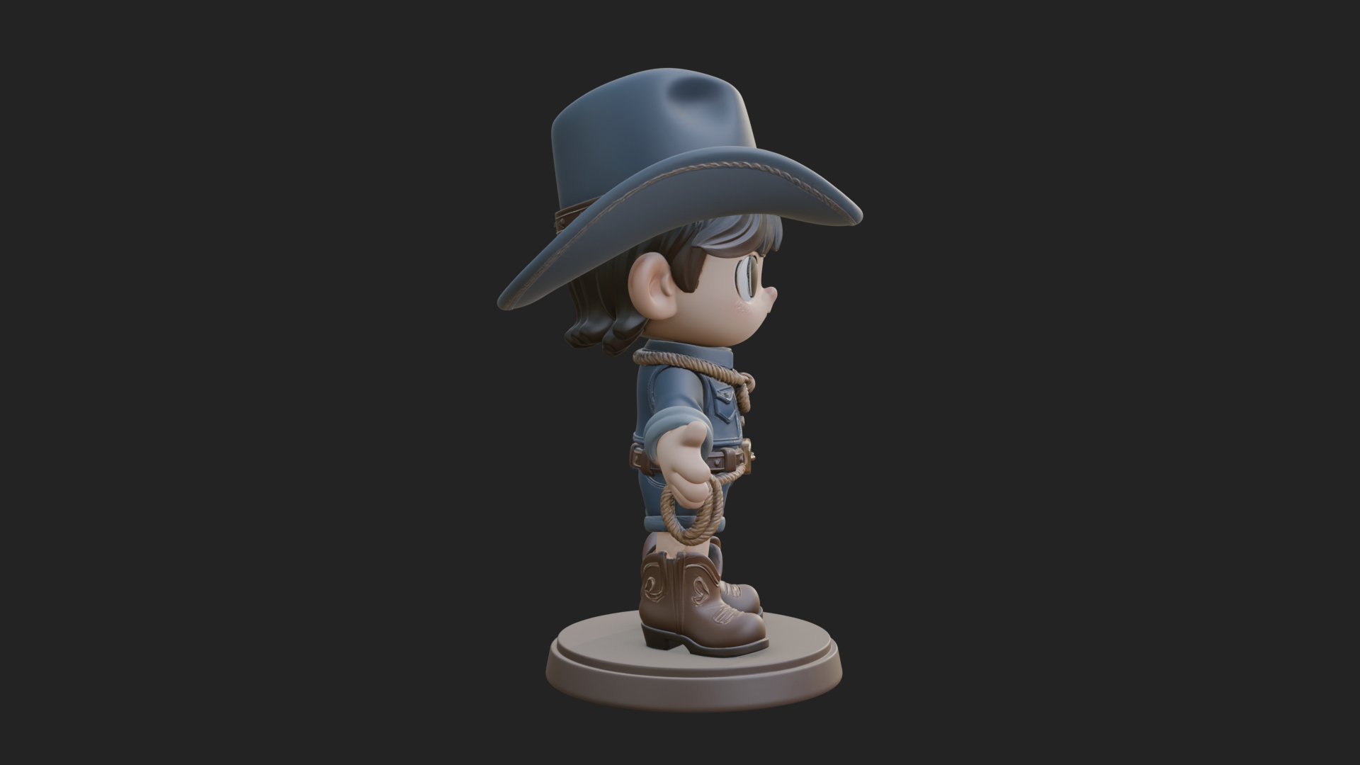 Chibi Cowboy Sheriff Statue Design 6 3D Print Model 3D Model