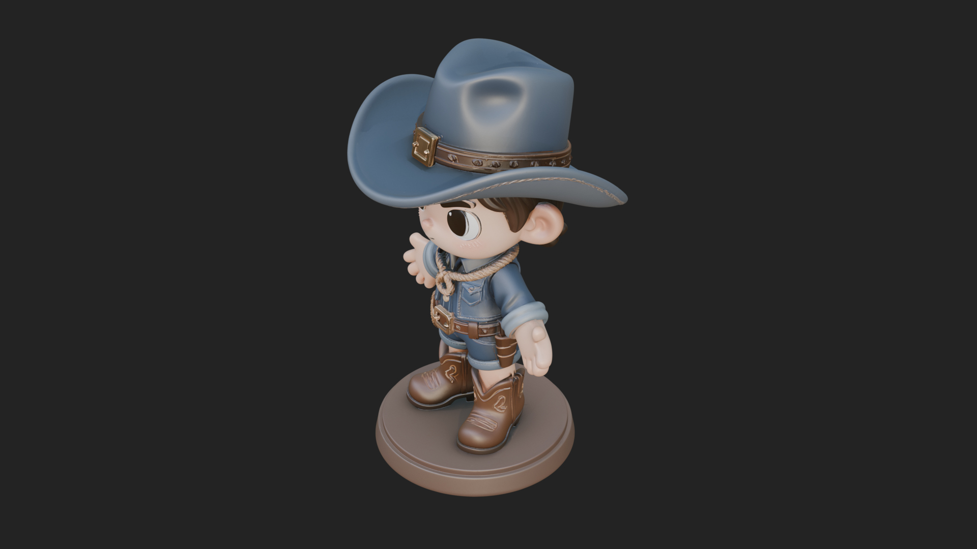 Chibi Cowboy Sheriff Statue Design 6 3D Print Model 3D Model