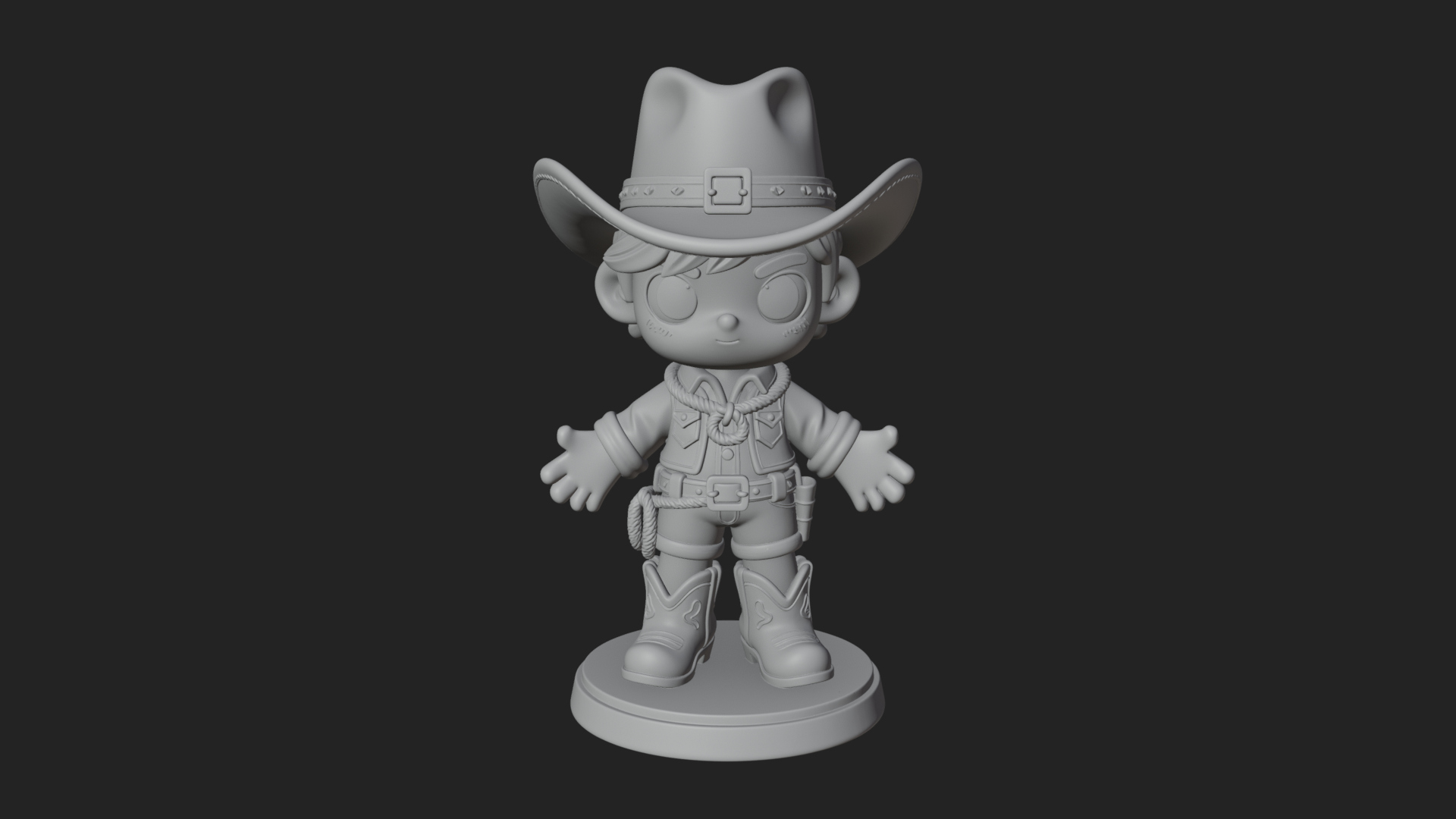 Chibi Cowboy Sheriff Statue Design 6 3D Print Model 3D Model