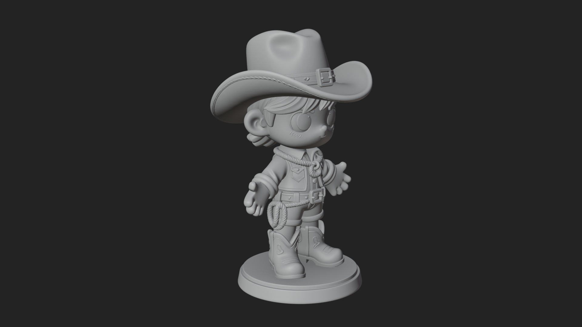 Chibi Cowboy Sheriff Statue Design 6 3D Print Model 3D Model