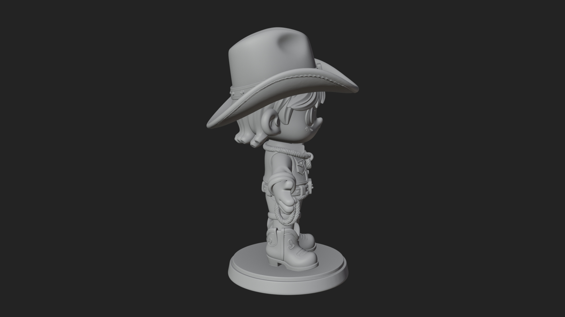 Chibi Cowboy Sheriff Statue Design 6 3D Print Model 3D Model