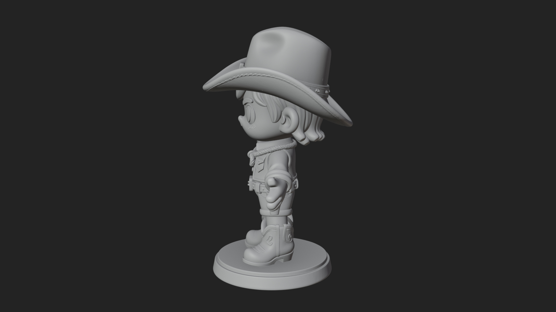Chibi Cowboy Sheriff Statue Design 6 3D Print Model 3D Model