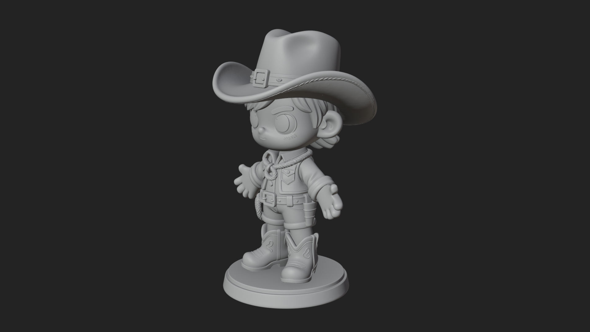 Chibi Cowboy Sheriff Statue Design 6 3D Print Model 3D Model