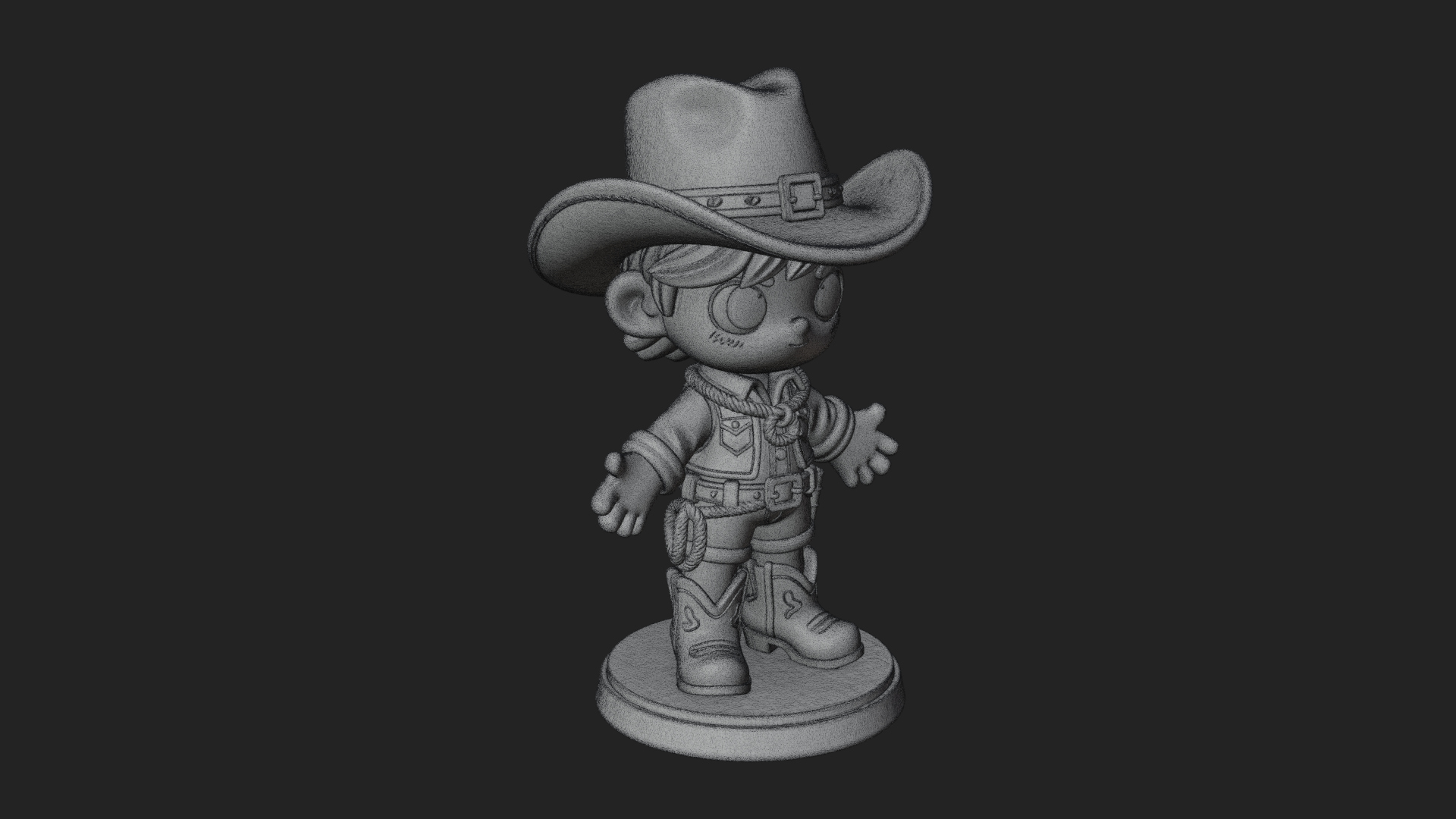 Chibi Cowboy Sheriff Statue Design 6 3D Print Model 3D Model