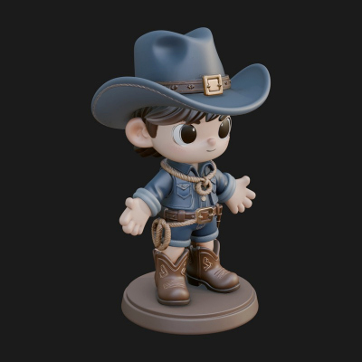 Chibi Cowboy Sheriff Statue Design 6 3D Print Model