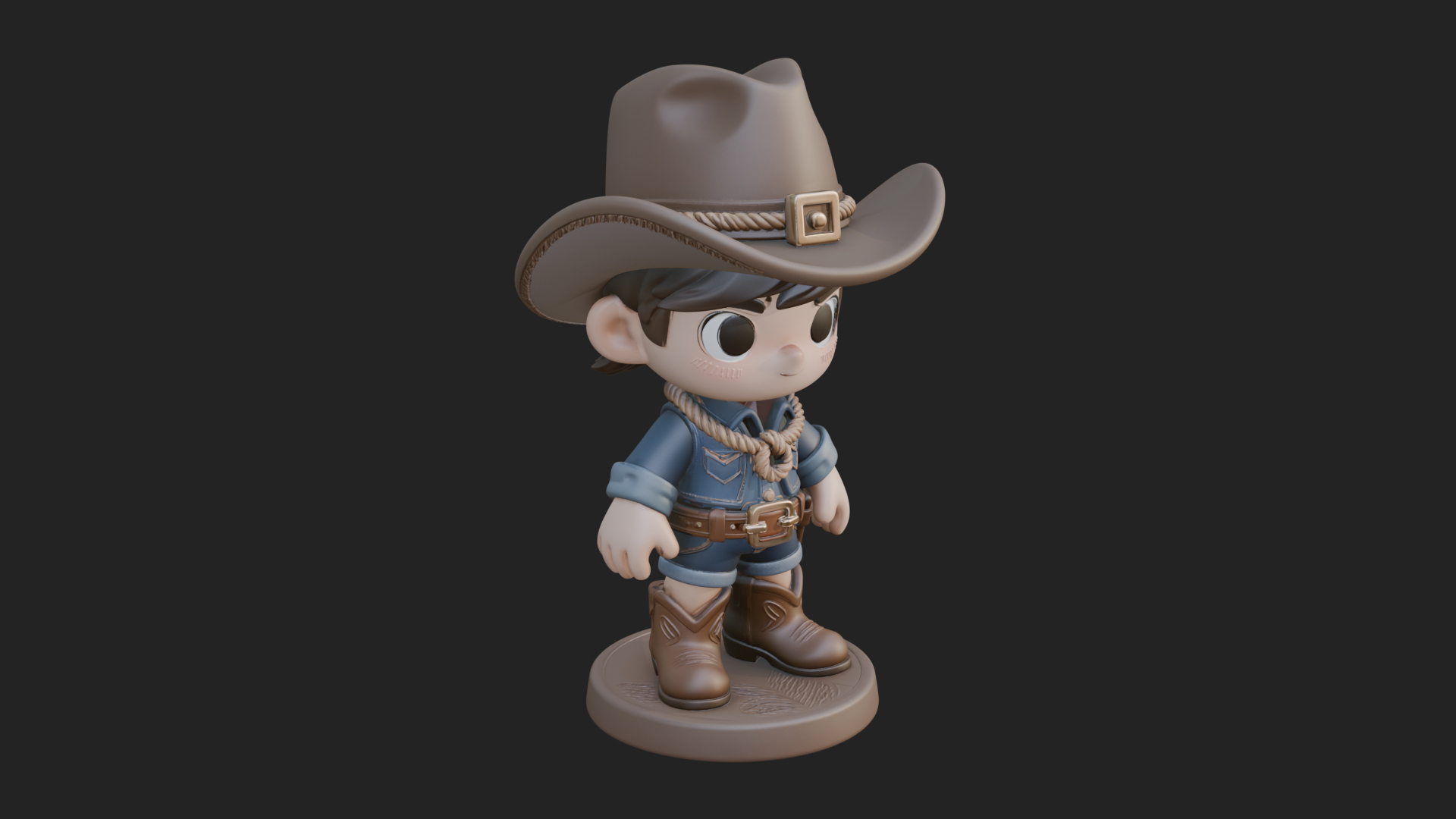 Chibi Cowboy Sheriff Statue Design 7 3D Print Model 3D Model