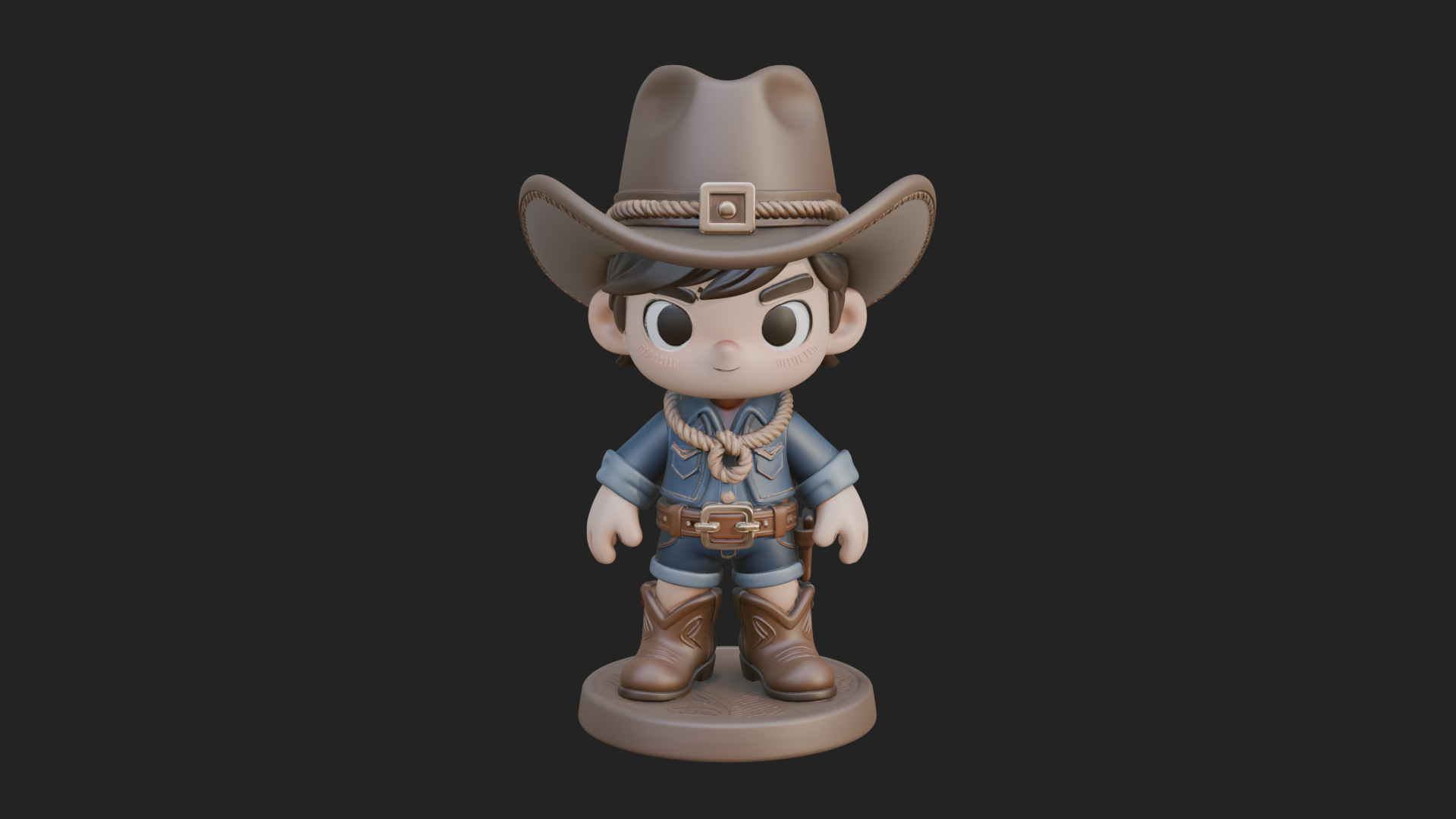 Chibi Cowboy Sheriff Statue Design 7 3D Print Model 3D Model