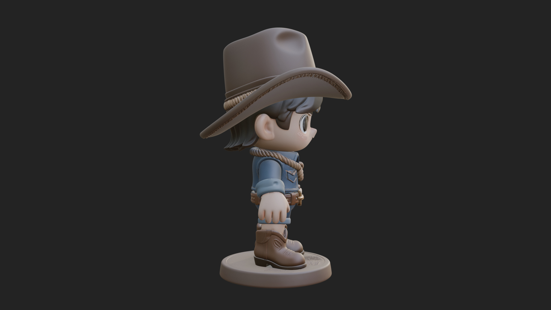 Chibi Cowboy Sheriff Statue Design 7 3D Print Model 3D Model