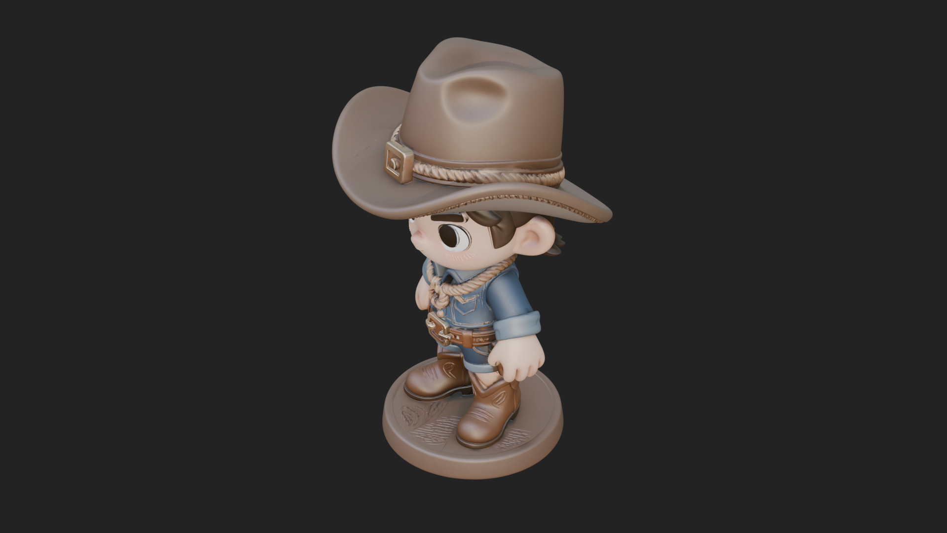 Chibi Cowboy Sheriff Statue Design 7 3D Print Model 3D Model