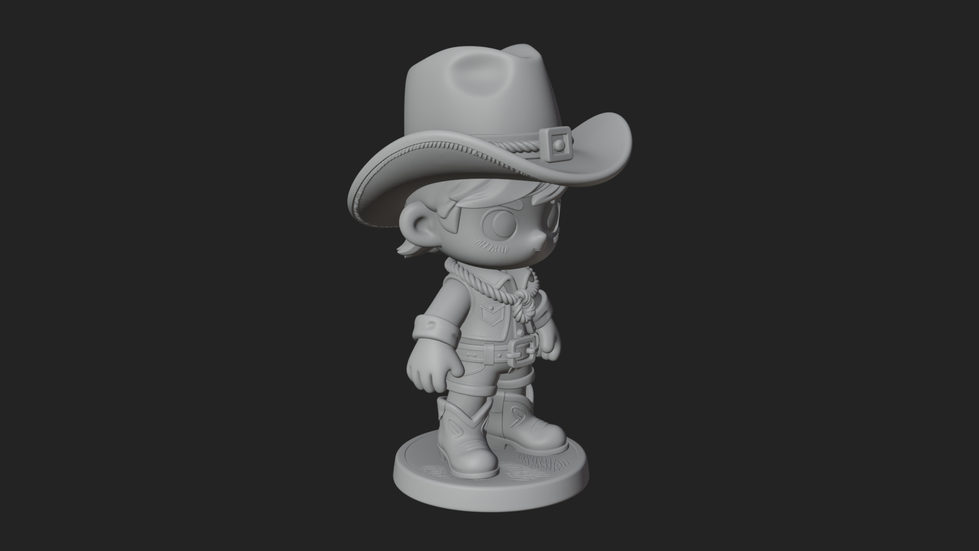 Chibi Cowboy Sheriff Statue Design 7 3D Print Model 3D Model