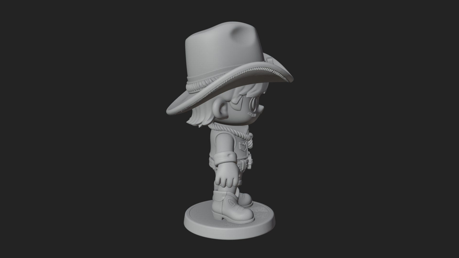 Chibi Cowboy Sheriff Statue Design 7 3D Print Model 3D Model