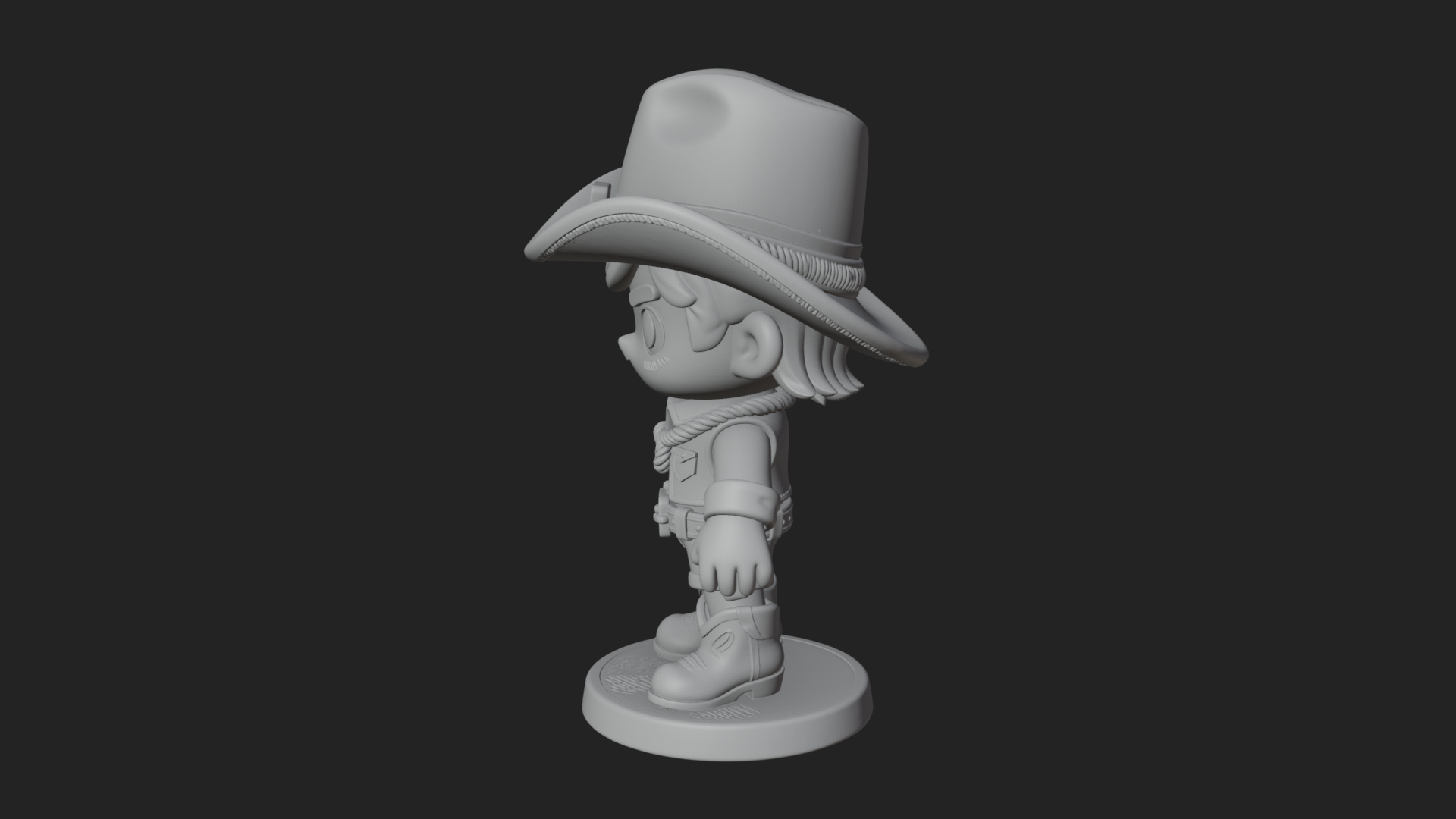 Chibi Cowboy Sheriff Statue Design 7 3D Print Model 3D Model