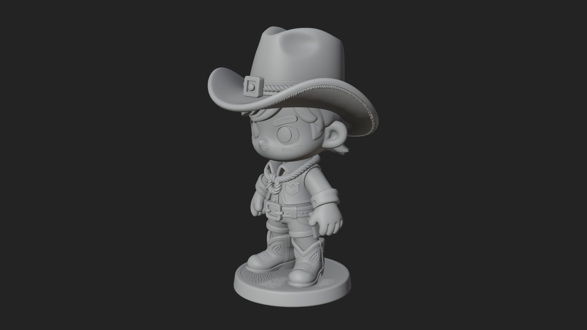 Chibi Cowboy Sheriff Statue Design 7 3D Print Model 3D Model