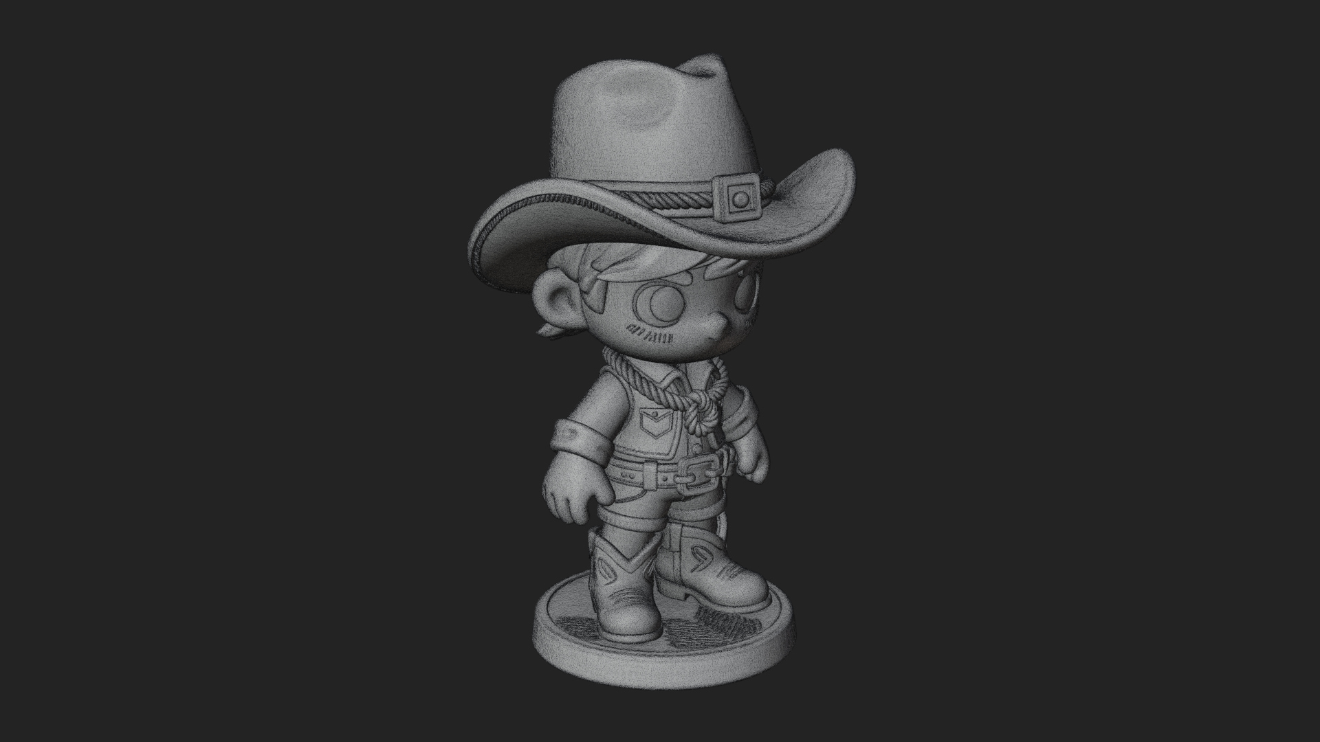 Chibi Cowboy Sheriff Statue Design 7 3D Print Model 3D Model