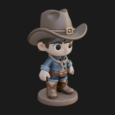 Chibi Cowboy Sheriff Statue Design 7 3D Print Model