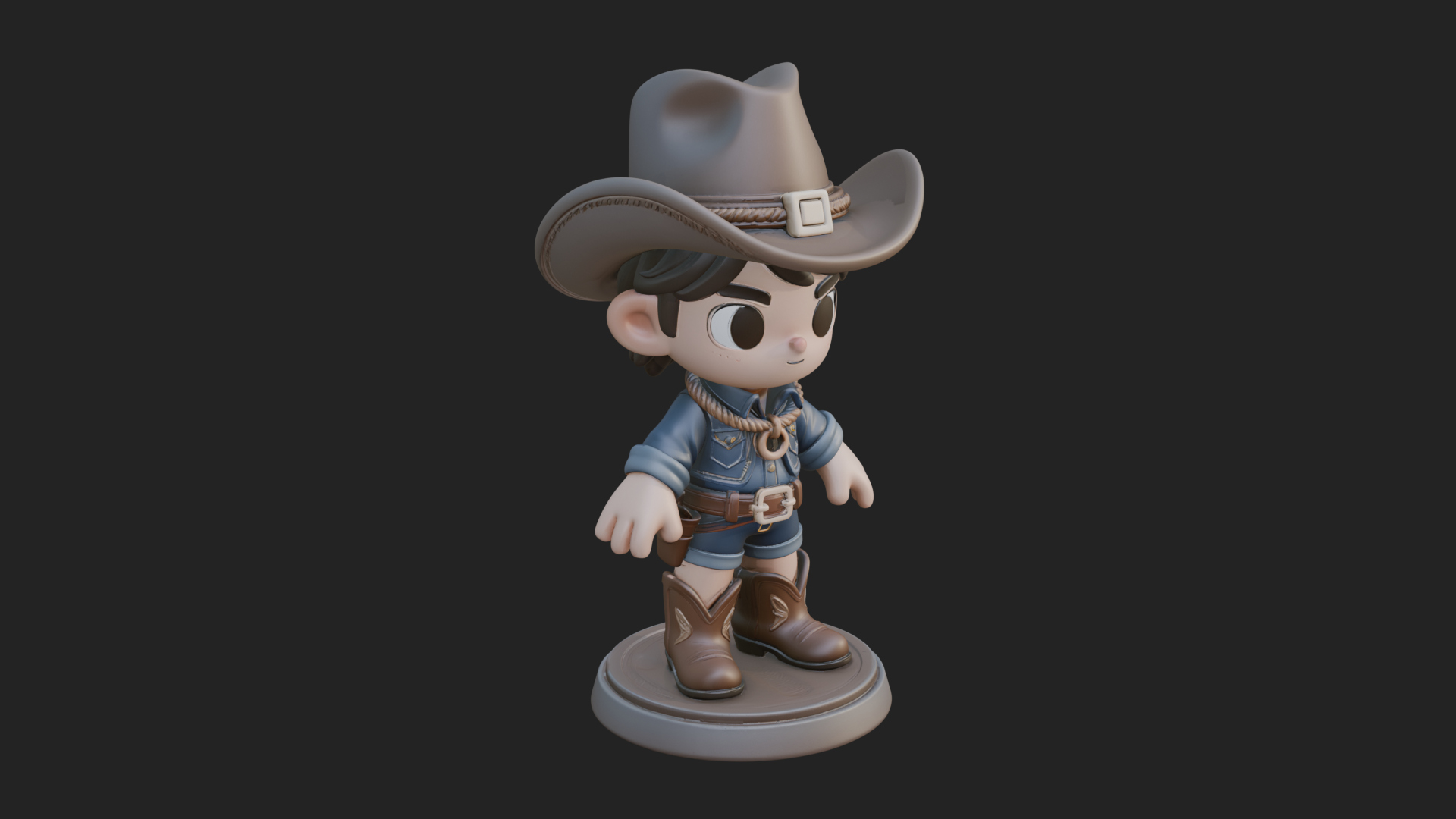 Chibi Cowboy Sheriff Statue Design 8 3D Print Model 3D Model
