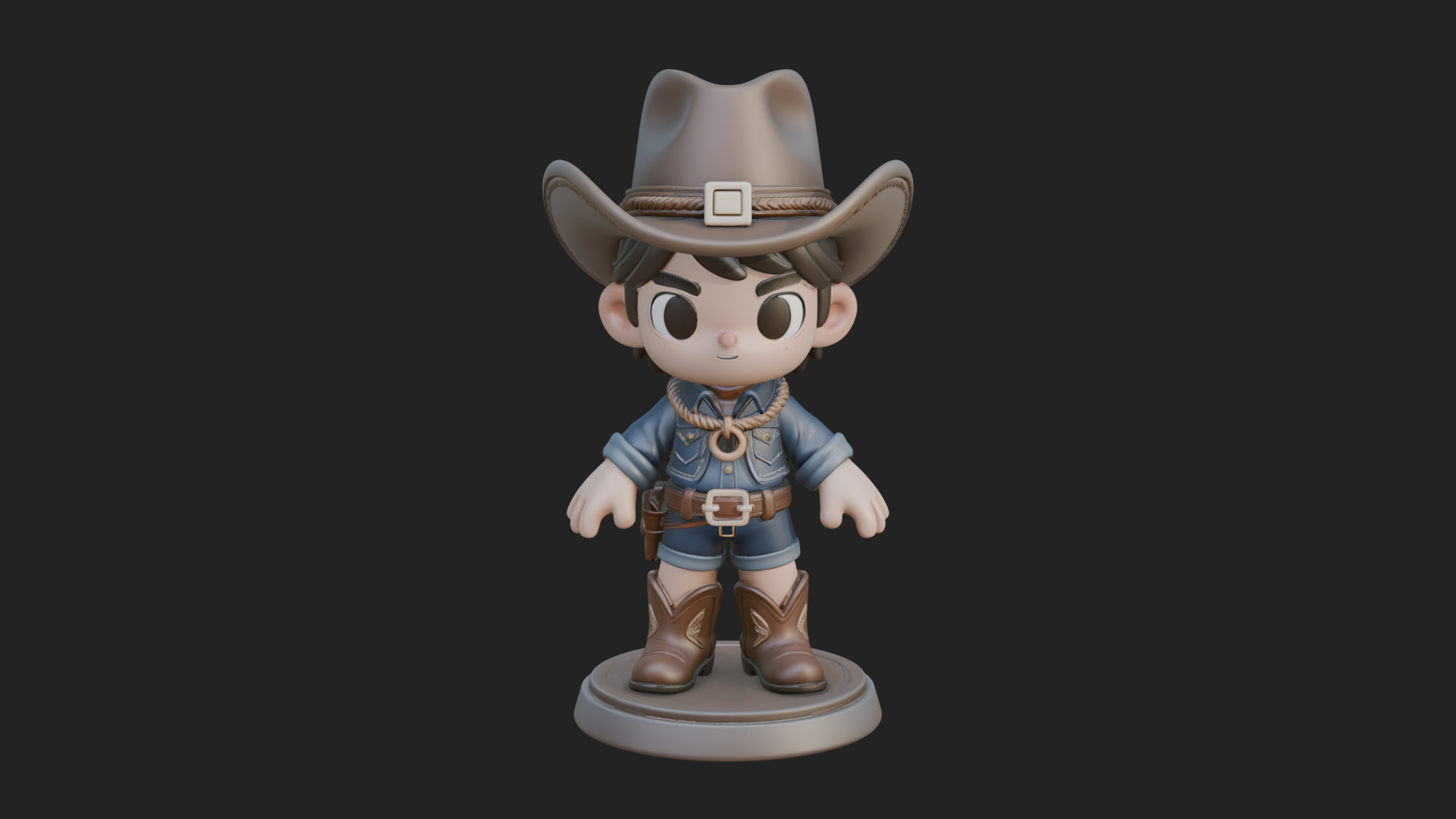 Chibi Cowboy Sheriff Statue Design 8 3D Print Model 3D Model