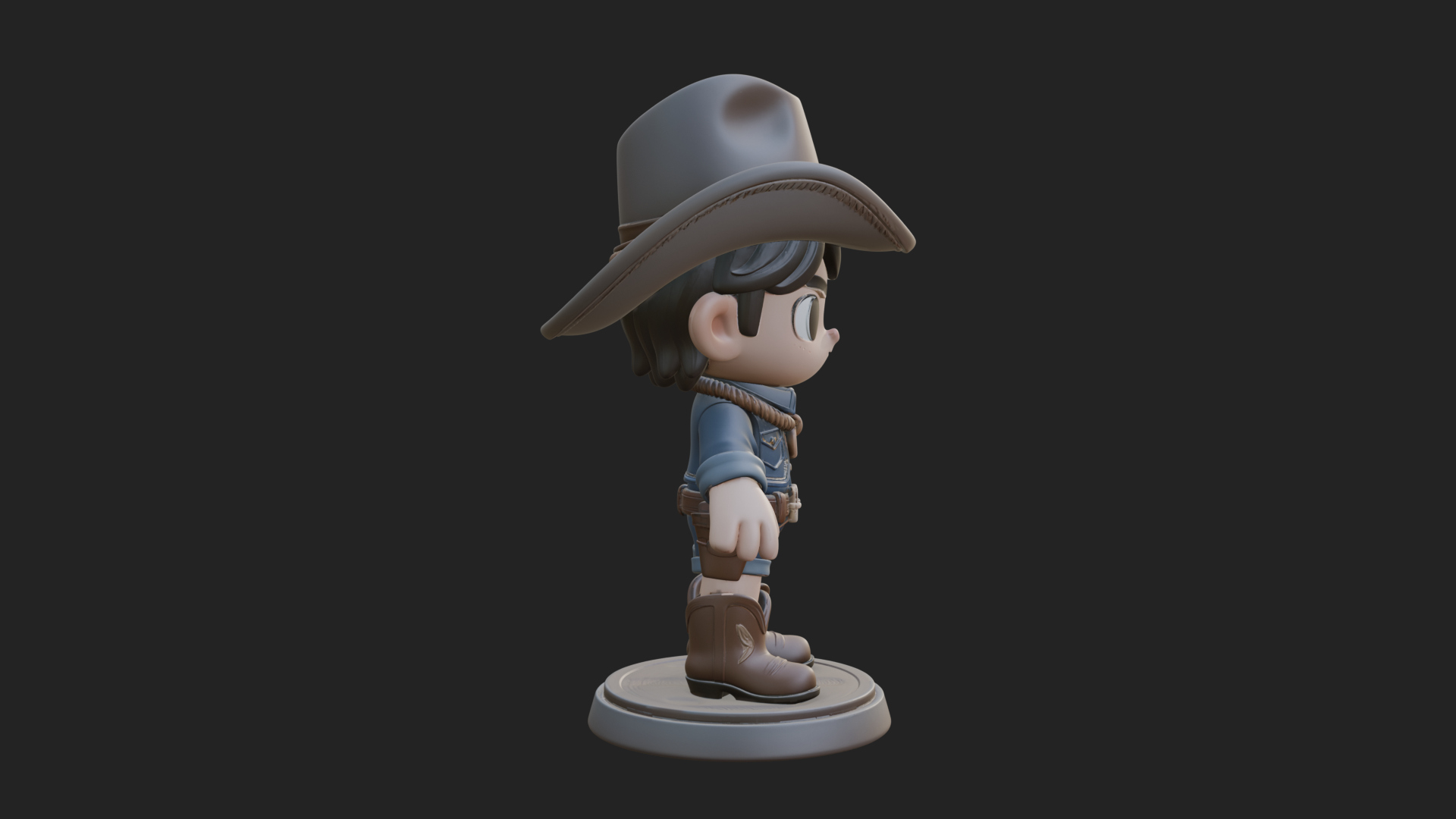 Chibi Cowboy Sheriff Statue Design 8 3D Print Model 3D Model