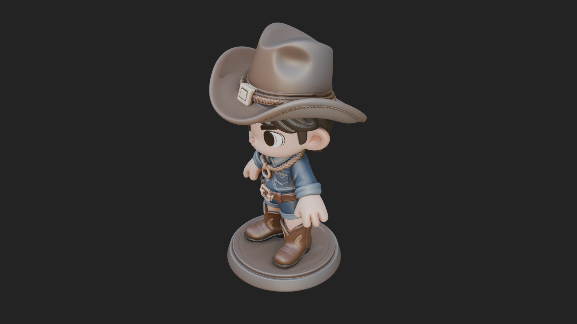 Chibi Cowboy Sheriff Statue Design 8 3D Print Model 3D Model