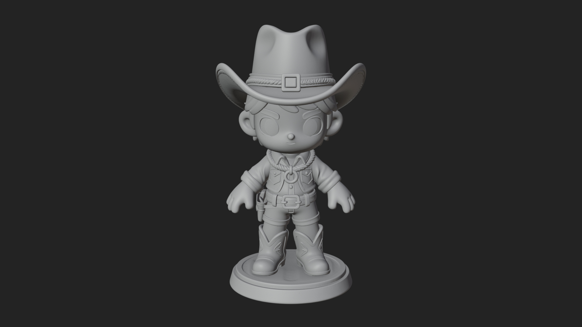 Chibi Cowboy Sheriff Statue Design 8 3D Print Model 3D Model