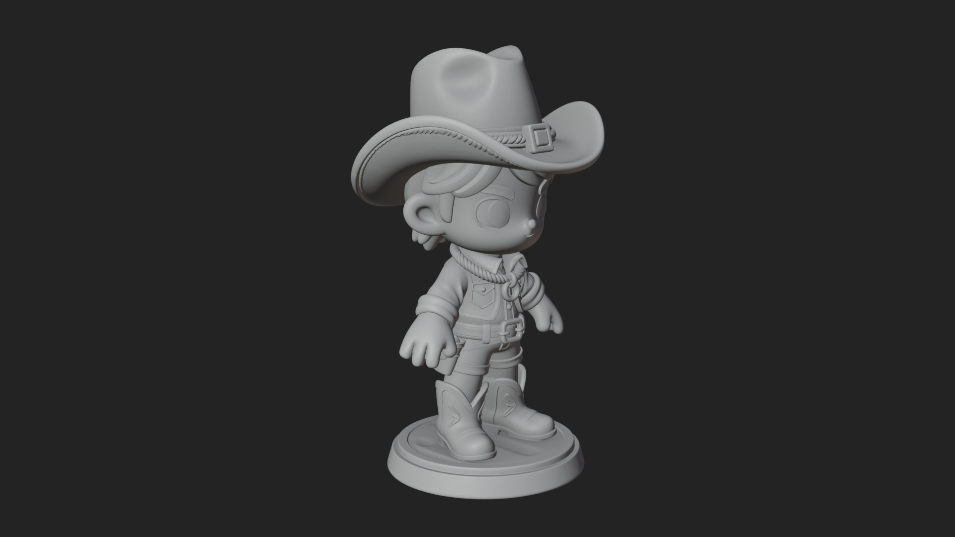 Chibi Cowboy Sheriff Statue Design 8 3D Print Model 3D Model