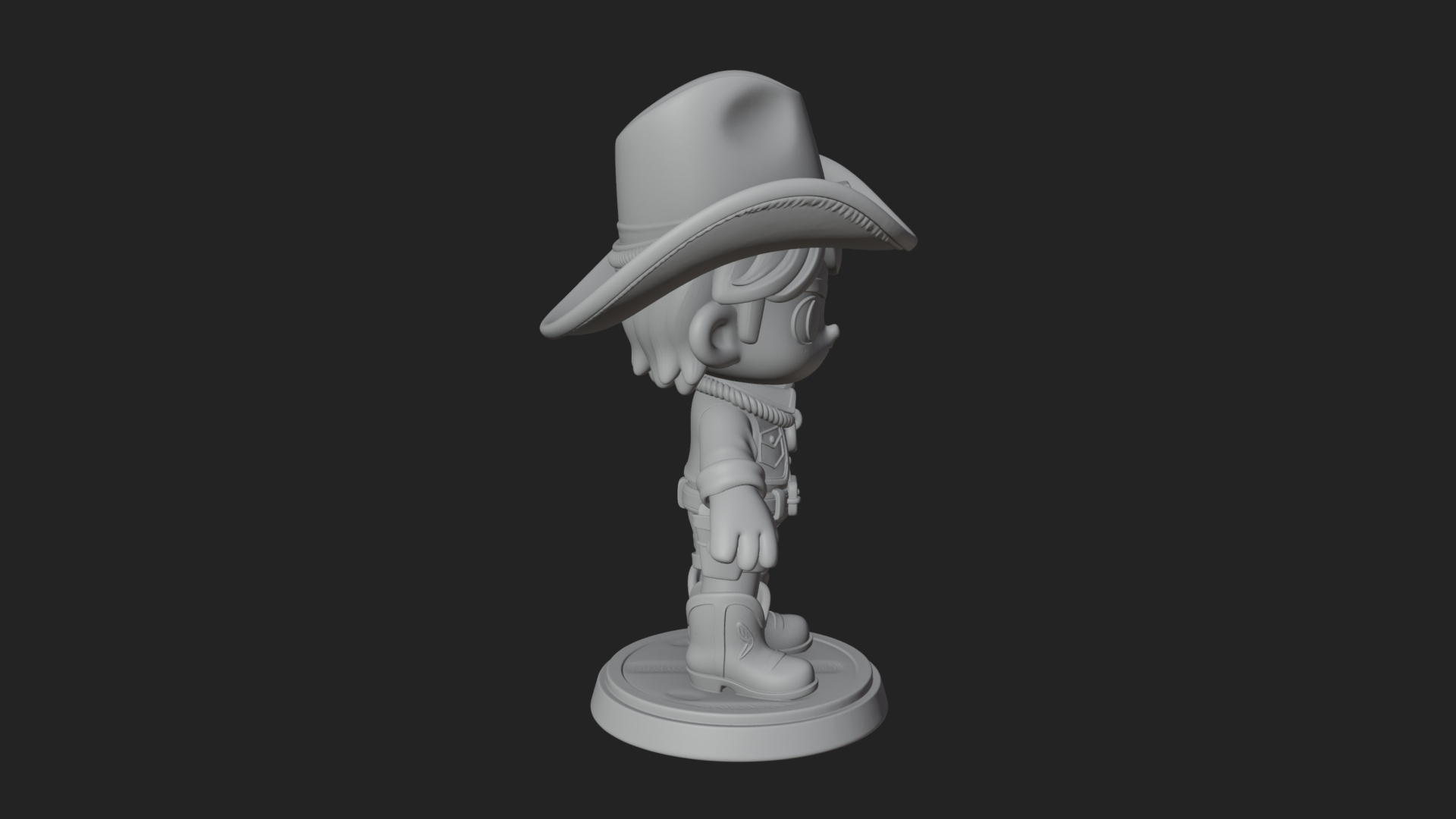 Chibi Cowboy Sheriff Statue Design 8 3D Print Model 3D Model