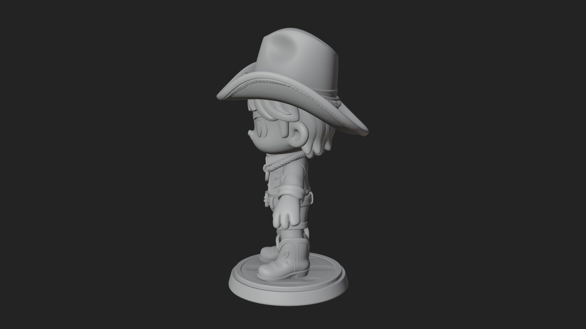 Chibi Cowboy Sheriff Statue Design 8 3D Print Model 3D Model