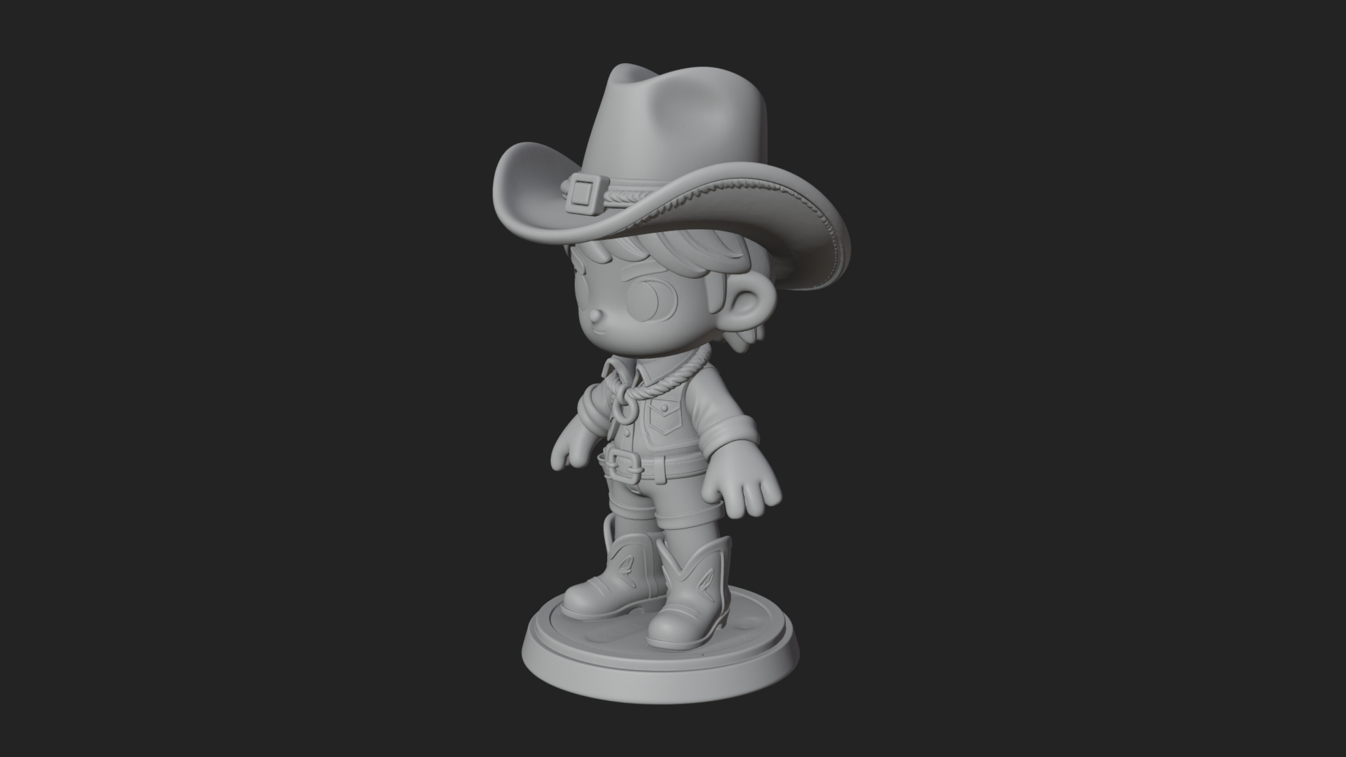 Chibi Cowboy Sheriff Statue Design 8 3D Print Model 3D Model