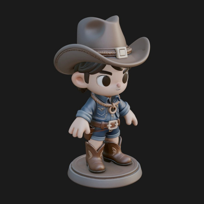 Chibi Cowboy Sheriff Statue Design 8 3D Print Model