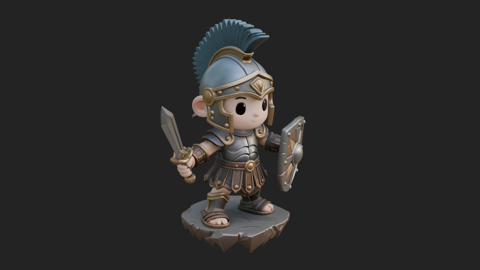Chibi Crested Helm Soldier Statue Design 1 3D Print Model 3D Model