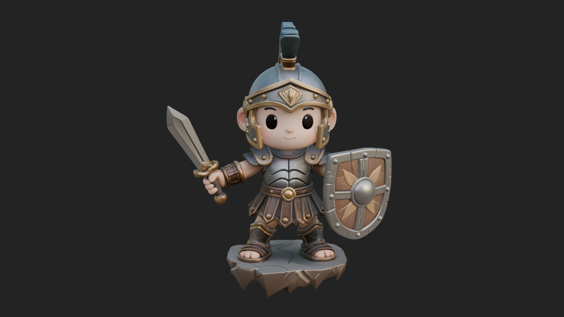 Chibi Crested Helm Soldier Statue Design 1 3D Print Model 3D Model