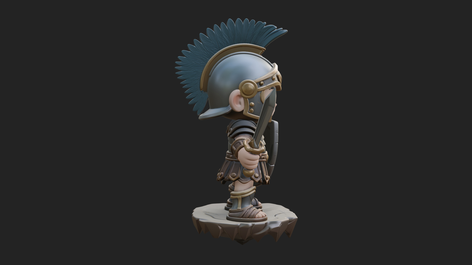 Chibi Crested Helm Soldier Statue Design 1 3D Print Model 3D Model