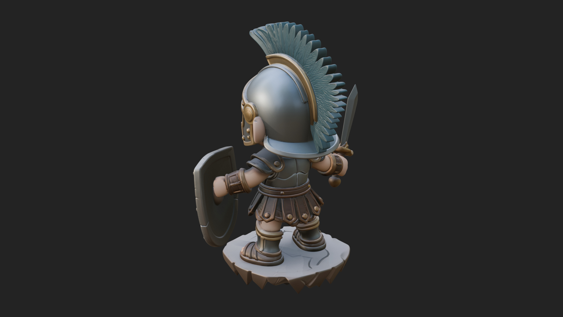 Chibi Crested Helm Soldier Statue Design 1 3D Print Model 3D Model