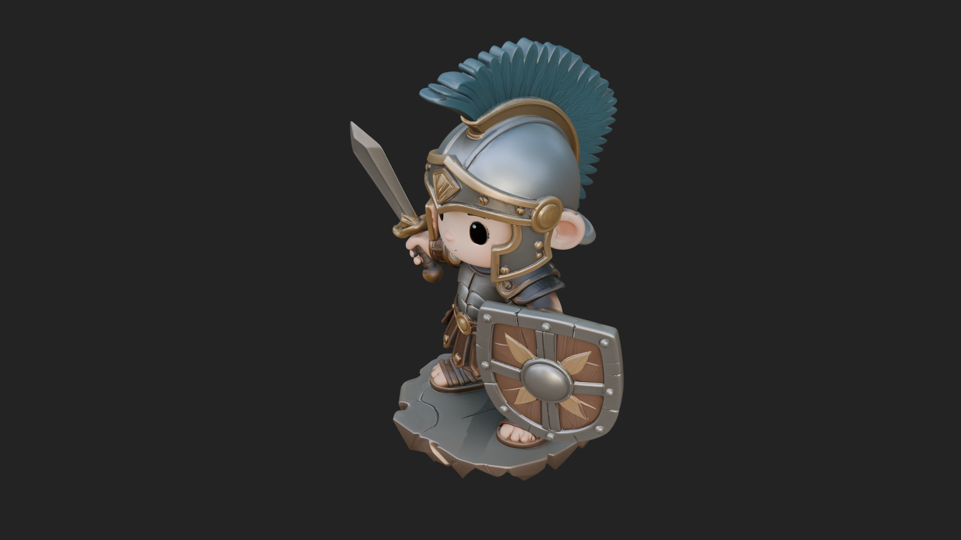 Chibi Crested Helm Soldier Statue Design 1 3D Print Model 3D Model