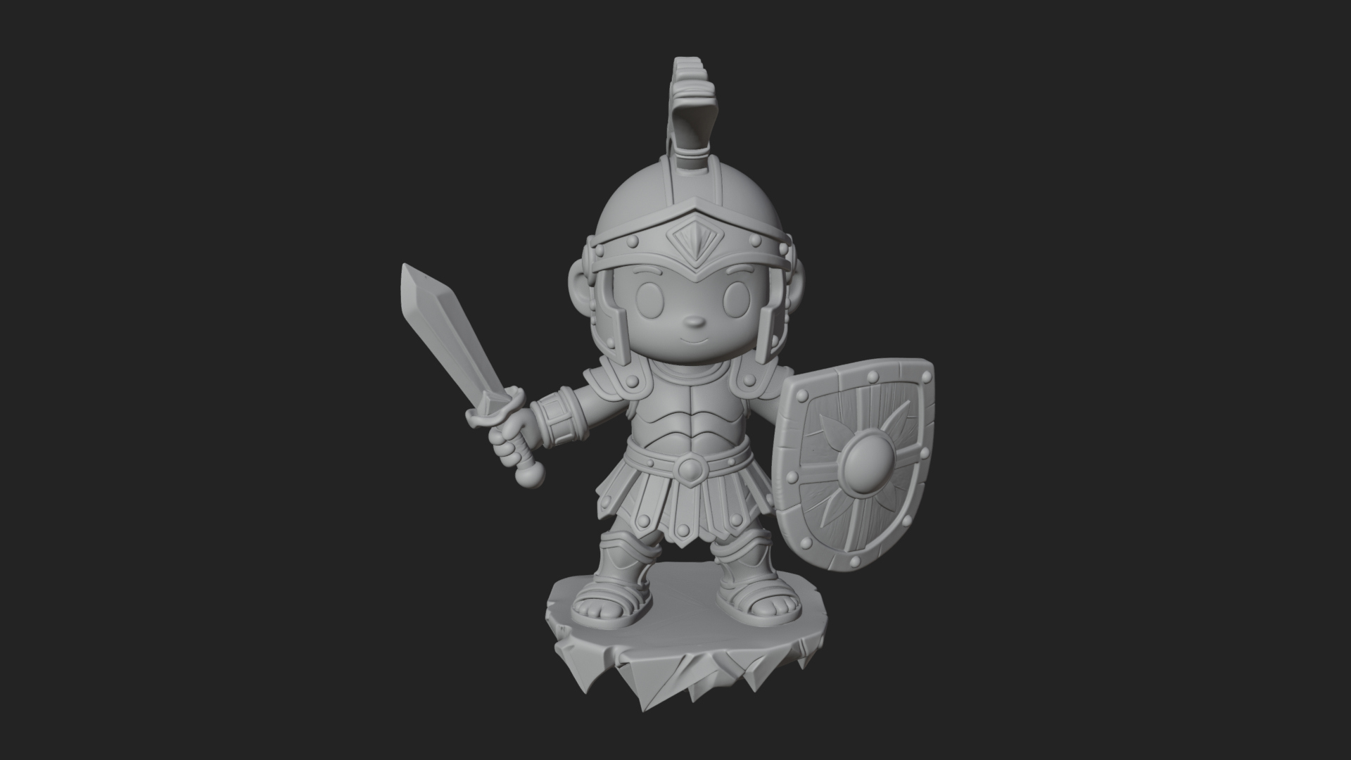 Chibi Crested Helm Soldier Statue Design 1 3D Print Model 3D Model