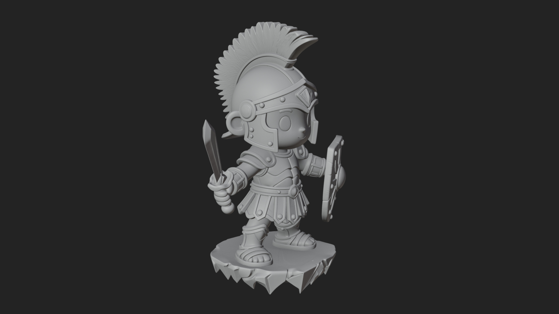 Chibi Crested Helm Soldier Statue Design 1 3D Print Model 3D Model