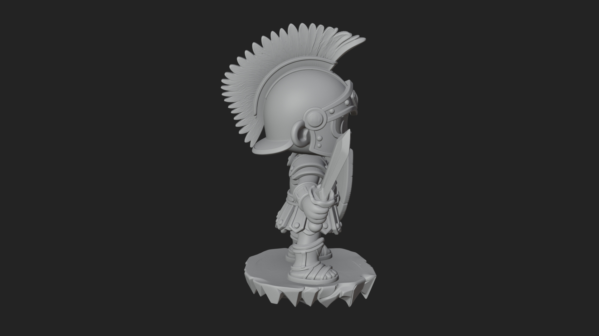 Chibi Crested Helm Soldier Statue Design 1 3D Print Model 3D Model