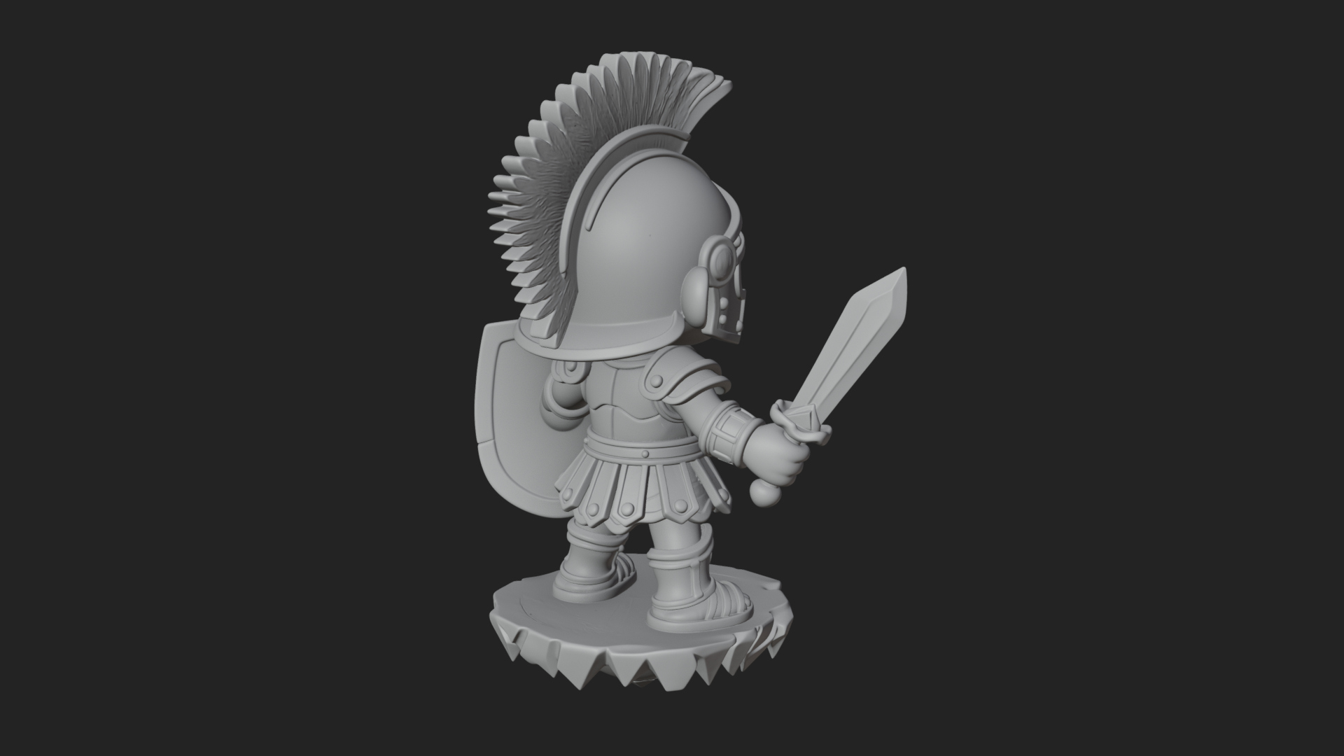 Chibi Crested Helm Soldier Statue Design 1 3D Print Model 3D Model