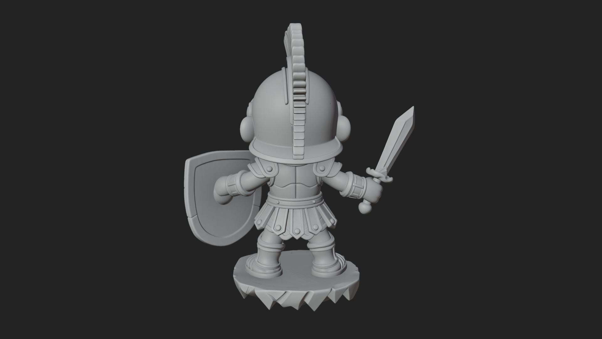 Chibi Crested Helm Soldier Statue Design 1 3D Print Model 3D Model