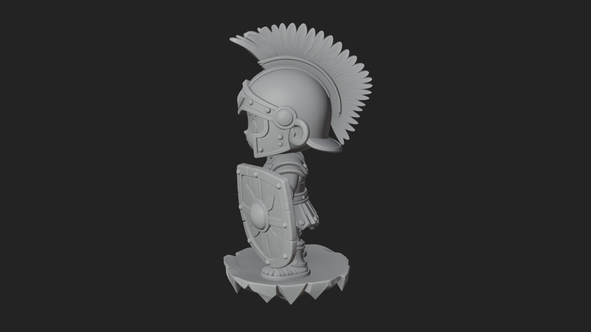 Chibi Crested Helm Soldier Statue Design 1 3D Print Model 3D Model