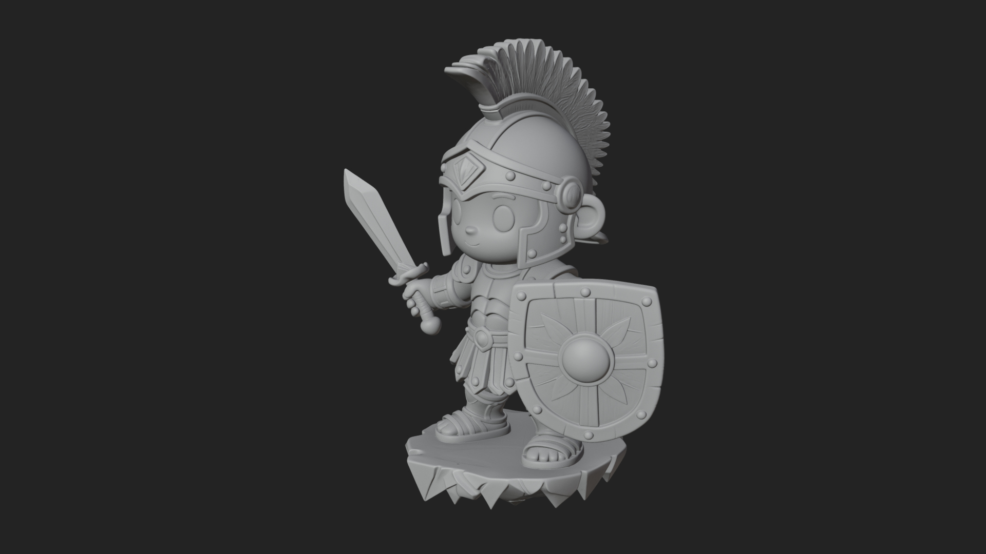 Chibi Crested Helm Soldier Statue Design 1 3D Print Model 3D Model