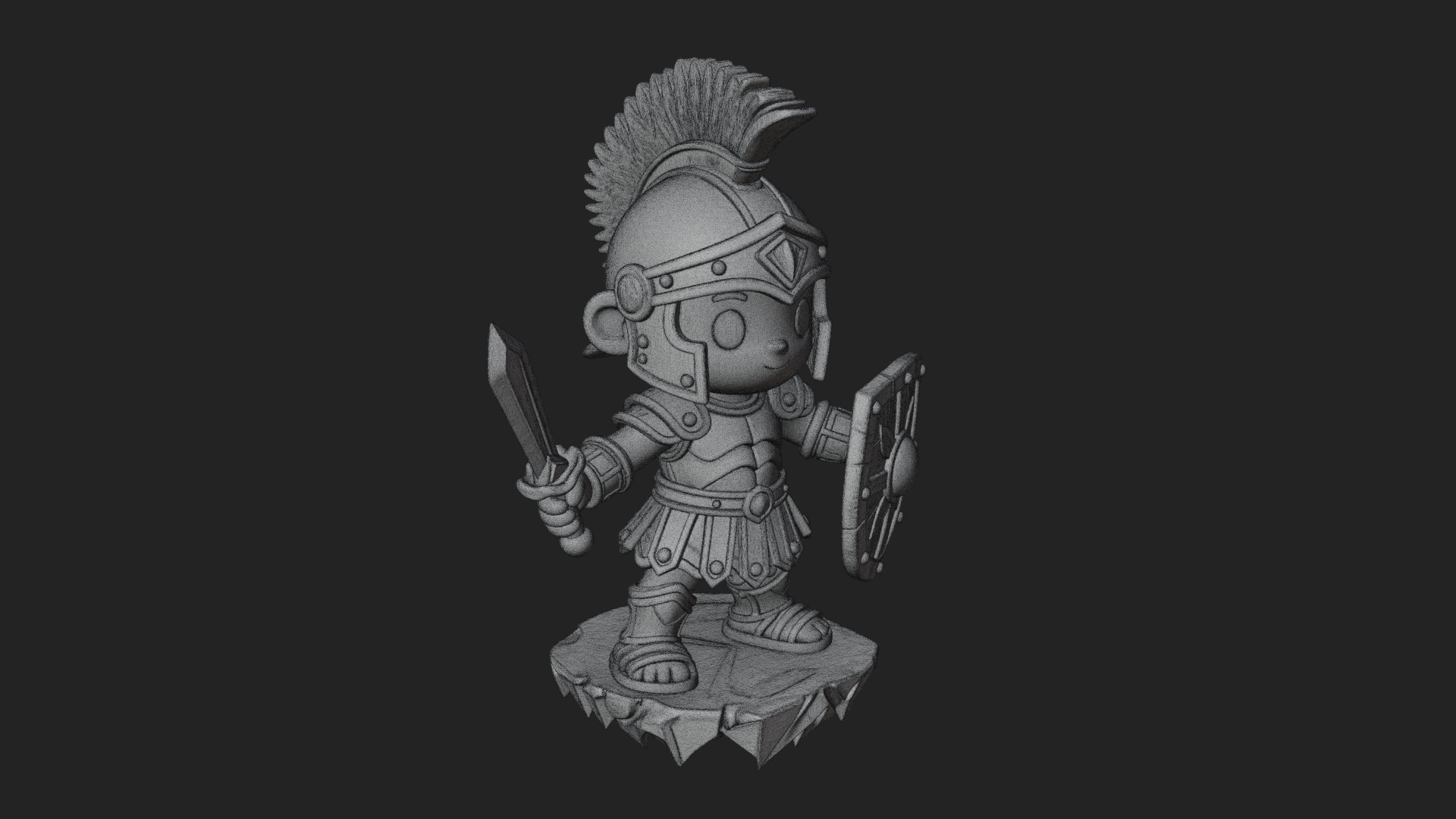 Chibi Crested Helm Soldier Statue Design 1 3D Print Model 3D Model